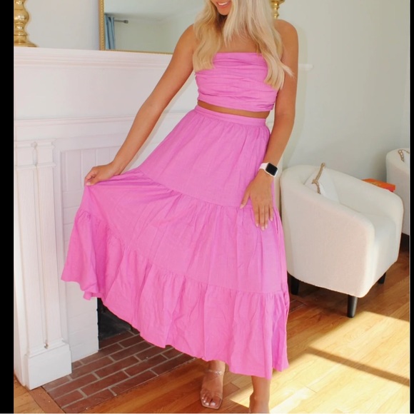 NWT ANTHRO x o.p.t 2 pc. Pink skirt set size medium - Picture 2 of 16